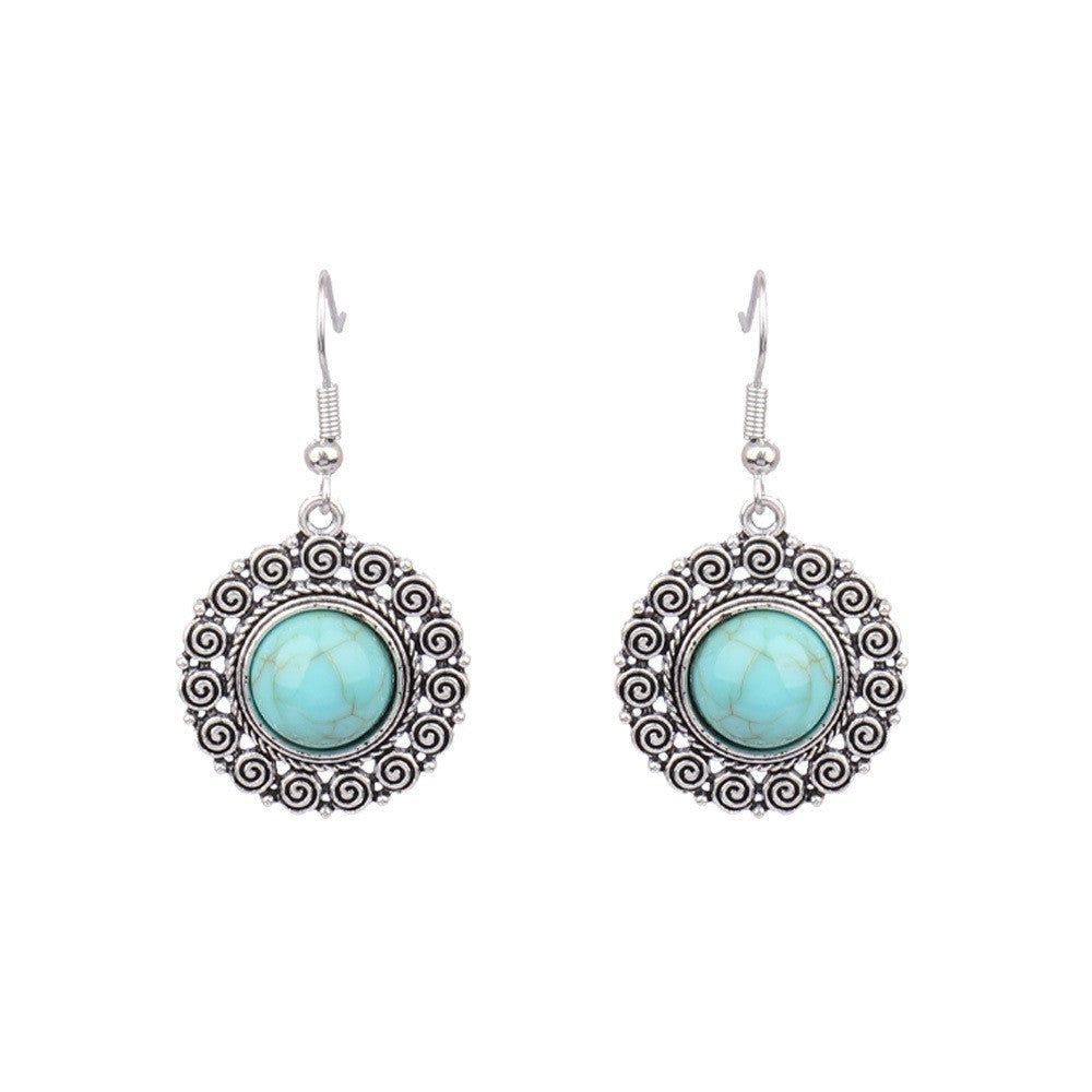 Wholesale Turquoise Bohemian Tassel Geometric Alloy Vintage Earrings